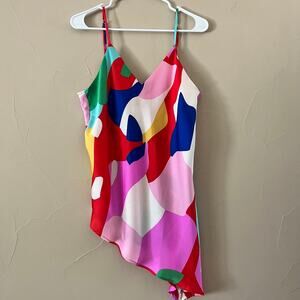 If She Loves Multi-Color Asymmetrical Tank Top: Size Women's Large